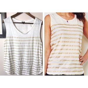 J. Crew Cream & Gold Scoop Neck Tank